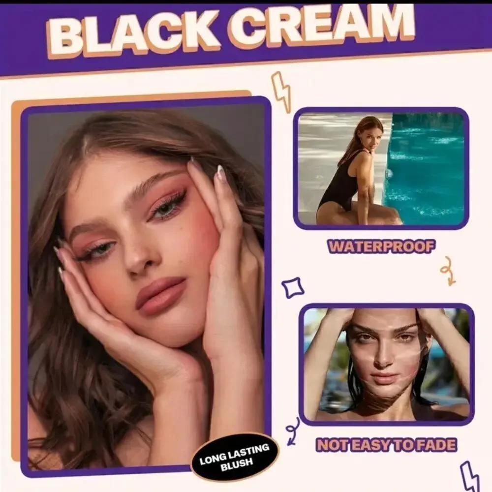 Color Changing Black Cream Blush Lip Shadow Multiuse